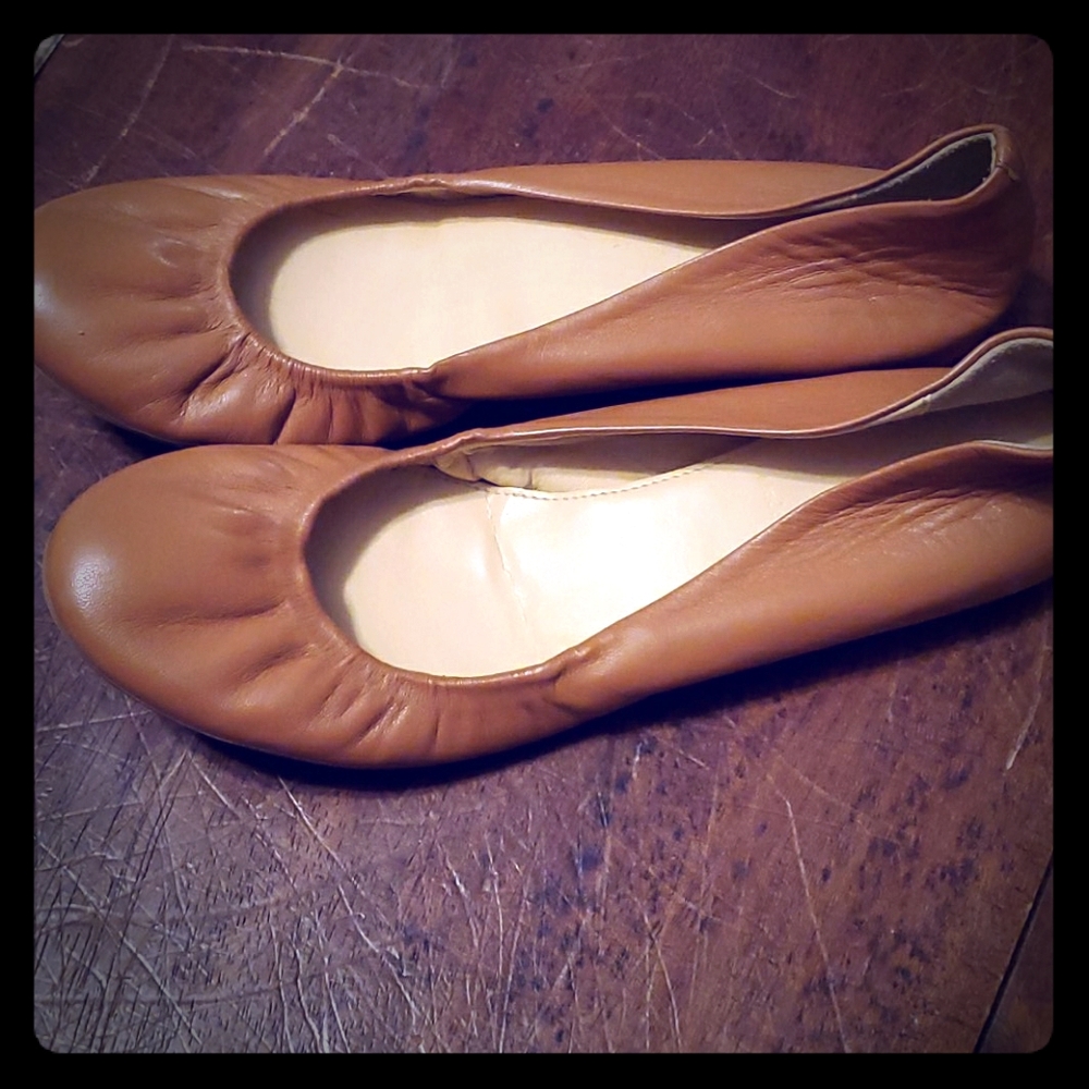 J.Crew Leather Ballet Flats Tan Size 6.5
